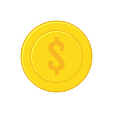 Altın sikke vektörü. Duygusal simgeler ve işaretler.