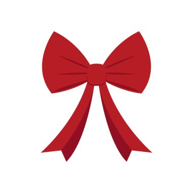 Çizgi film tarzında çizilmiş güzel kırmızı fiyonk. Moda öğeleri ve Tatil malzemeleri, güzellik, hediye ve doğum günü dekoratif kurdeleleri. 