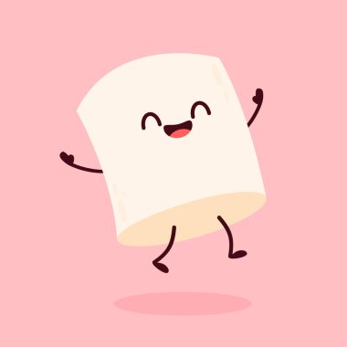Marshmallow çizgi filmi. Şekerleme karakter tasarımı. Şekerleme vektörü.