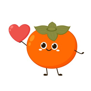 Hurma karikatür vektörü. Beyaz arka planda hurma. Şirin Persimmon karakter tasarımı.