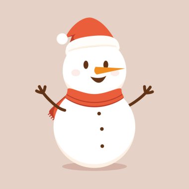 Kardan adam çizgi film vektörü. Kardan adam kış teması takar. İçerik, bayrak, etiket ve tebrik kartı için kışın ve noelin grafiksel kaynağı.