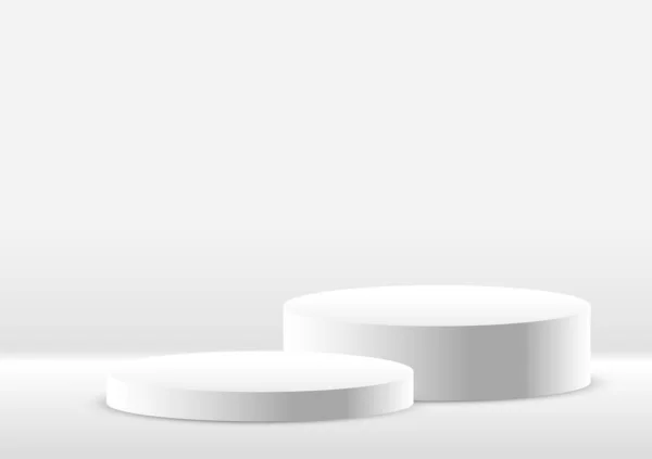Piédestal Rond Vide Podium Primé Circulaire Blanc Pour Affichage Publicitaire — Image vectorielle