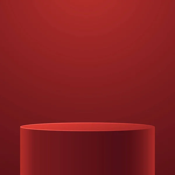 Realista Podio Producto Rojo Sobre Fondo Rojo Etapa Roja Del — Archivo Imágenes Vectoriales