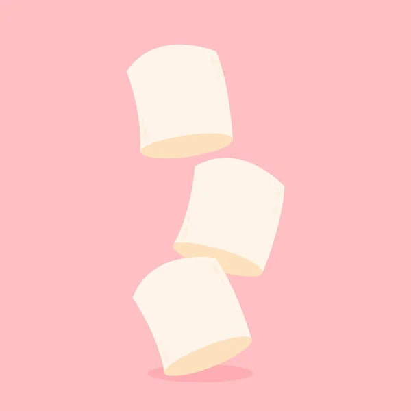 Witte Marshmallows Geïsoleerd Roze Achtergrond Stapel Marshmallow — Stockvector