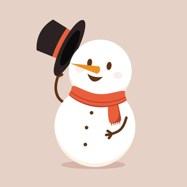 Sněhulák Kreslený Vektor Sněhulák Nosí Zimní Motiv Grafický Zdroj Zimě — Stockový vektor