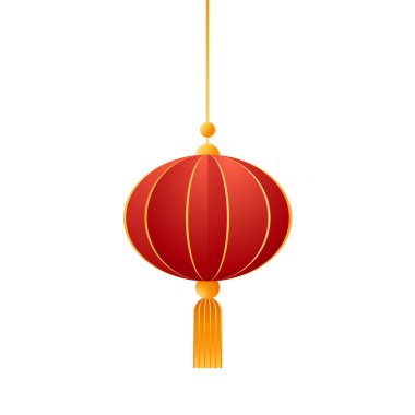 Beyaz arka plan, şablon, vektör illüstrasyonu üzerine geleneksel Çin feneri.