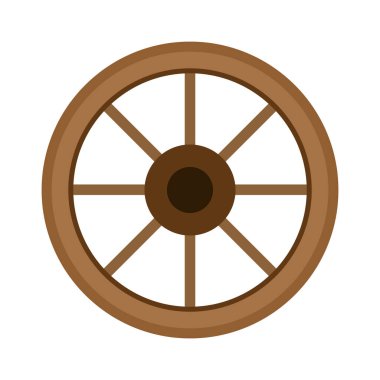 Tahta tekerlek vektörü. Beyaz zemin üzerinde ahşap tekerlek.