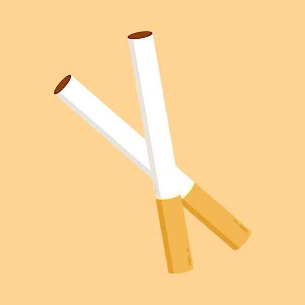 Sigara Vektörü Karikatür Sigara Llüstrasyonu Krem Arka Planda Izole — Stok Vektör