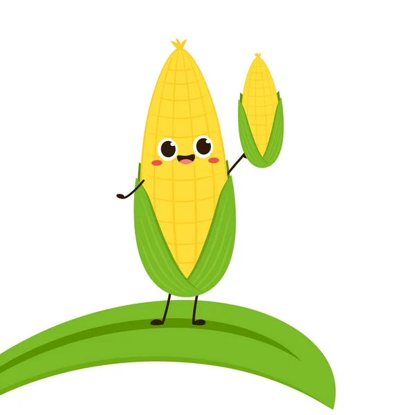 Corn Cartoon Vector Cute Vegetable Vector Character Isolated White Corn — Stock Vector