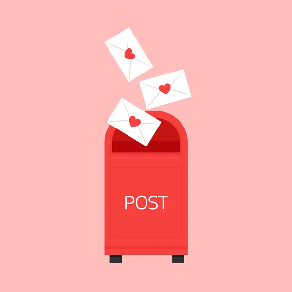 爱的字母向量 信箱矢量 粉红背景的信箱 信箱里的情书 — 图库矢量图片
