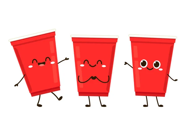 红色塑料杯 材质设计 红色啤酒杯病媒 塑料人物设计 — 图库矢量图片