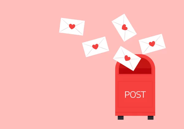 ラブレターベクトル メールボックスベクトル ピンクの背景のメールボックス メールボックスのラブレター — ストックベクタ