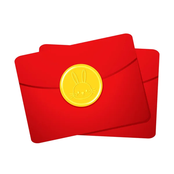 Chinese Reward Red Paper Pack Envelope Vector Happy Chinese New — Vetor de Stock