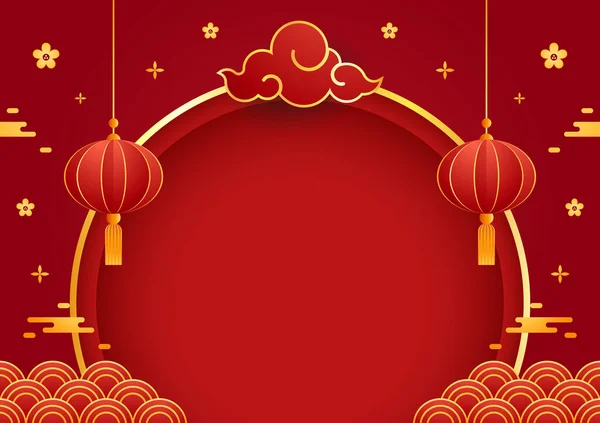 Szczęśliwego Chińskiego Nowego Roku 2023 Chiński Sztandar Noworoczny Kółkiem Produktu — Wektor stockowy