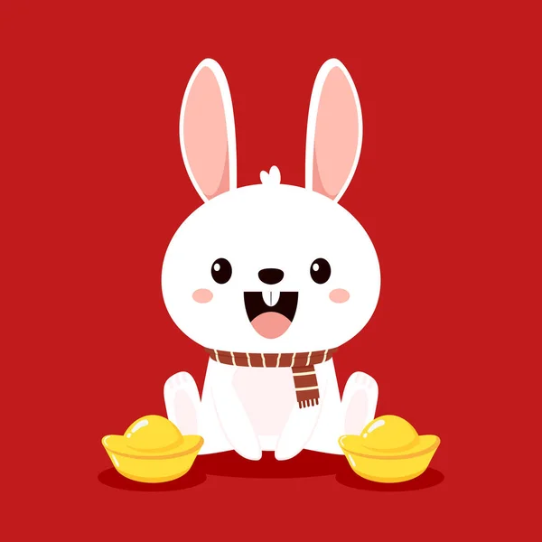 Китайською Новорічною Листівкою 2023 Милим Кроликом Тваринні Канікули Персонаж Мультфільму — стоковий вектор