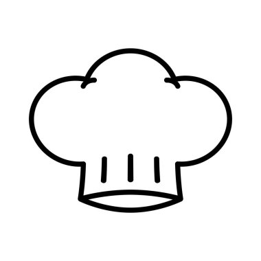 Şef şapkası düz simge. Ağ için piktogram. Çizgi vuruş. Beyaz arkaplanda izole.