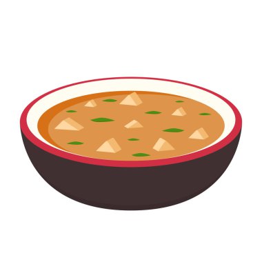 Miso çorbası. Japon fincan vektörü. Duvar kağıdı. Metin için boş alan.