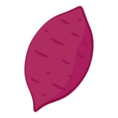 Tatlı patates. Organik sağlıklı sebze. Taze doğal kök. Düz vektör karikatür şeklinde yapılmış. Kızarmış tatlı patates. Japon Tatlı Patates.