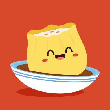 Siu Mai (Shumai) Çin böreği buğulaması. Siu Mai, Çin yemeği. çizgi film vektörü.