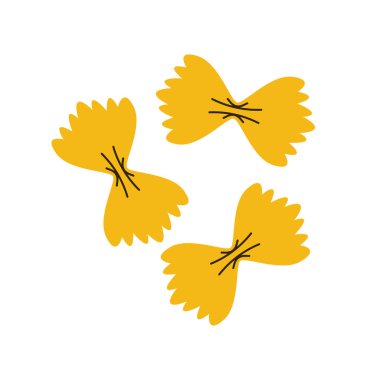 Farfalle makarna vektörü. Beyaz arkaplanda Farfalle makarna.