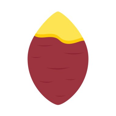 Tatlı patates. Organik sağlıklı sebze. Taze doğal kök. Düz vektör karikatür şeklinde yapılmış. Kızarmış tatlı patates. Japon Tatlı Patates.