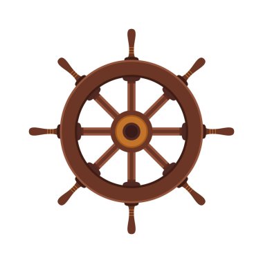 Pirate steering wheel. The steering wheel. An old wooden ship's rudder for steering on the sea. Icon, clipart for website about history, travel, pirates. clipart