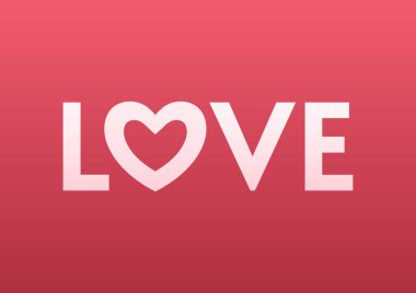 Vector inscription love on a pink background. Happy Valentines Day Card Design. 14 February.
