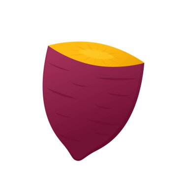 Tatlı patates. Organik sağlıklı sebze. Taze doğal kök. Düz vektör karikatür şeklinde yapılmış. Kızarmış tatlı patates. Japon Tatlı Patates.