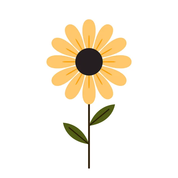 Yellow flower vector. Simple composition with artistic flowers. Summer floral print, romantic botanical background with isolated flowers. Vector.