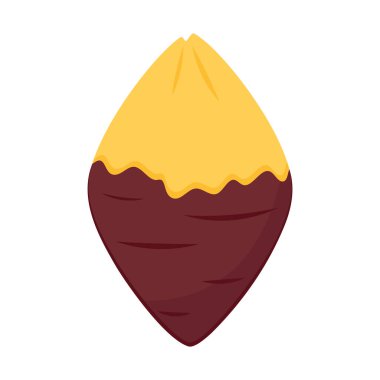 Tatlı patates. Organik sağlıklı sebze. Taze doğal kök. Düz vektör karikatür şeklinde yapılmış. Kızarmış tatlı patates. Japon Tatlı Patates.