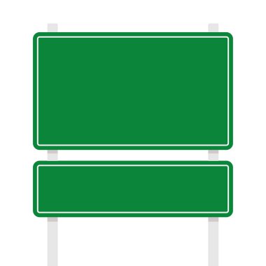 Blank freeway sign isolated on white background. free space for text. Road traffic sign. Blank board with place for text.Mockup.