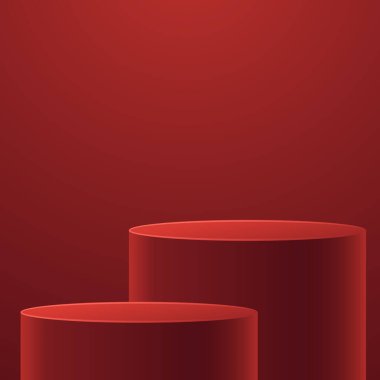 Happy Chinese new year 2024. Chinese new year banner with circle for show product. Greeting card. China frame with lantern on red background. red podum.