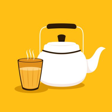 Hint sıcak içecek vektörü. Hint chai ikonu. Chai Hint içkisidir.. 