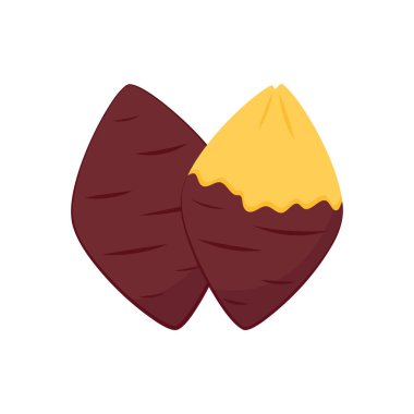 Kızarmış tatlı patates. Kızarmış patates logosu tasarımı. Japon Tatlı Patates.