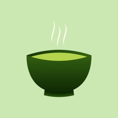 Yeşil çaylı vektör çizimi. Matcha latte 'li kupa. Matcha cup vektörü. Yeşil çay vektörü.