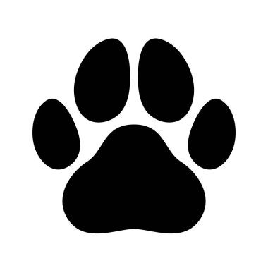 Köpek İzi logosu. Ayak izi grafiği. Evcil hayvan çizgisi.