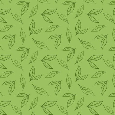 Yeşil çay desenli duvar kağıdı. Yeşil çay karalama vektörü. Eşleştirme deseni.