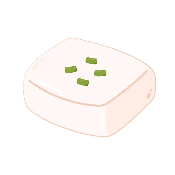 Λευκό Διάνυσμα Τόφου Tofu Στυλ Κινουμένων Σχεδίων Απομονώνονται Λευκό Φόντο — Διανυσματικό Αρχείο