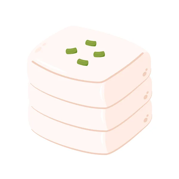 Vetor Tofu Branco Estilo Desenho Animado Tofu Isolado Fundo Branco — Vetor de Stock
