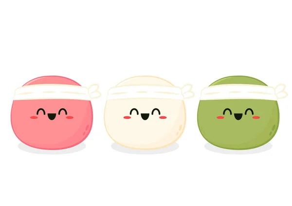 Cute Mochi Cartoon Vector Mochi Icon Vector Japanese Rice Dessert — Vector de stock