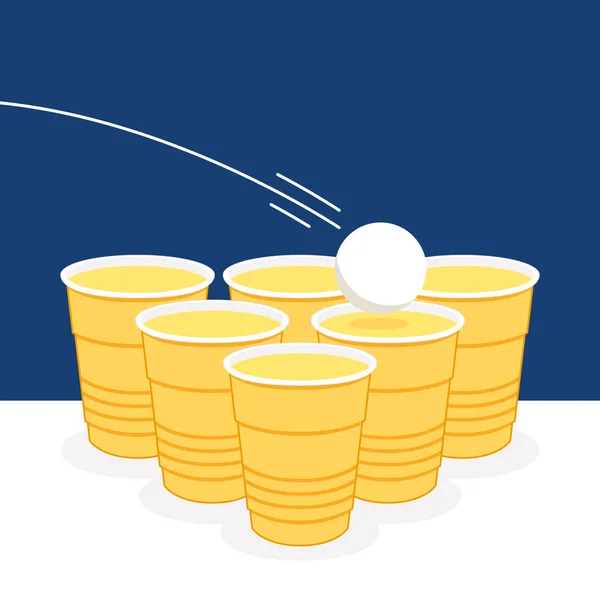 Yellow Beer Cup Cup Vector Wallpaper Vector Illustration Beer Pong —  Vetores de Stock