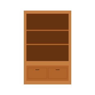 Ahşap cam vitrin mutfak dolabı. Çekmeceler beyaz arka planda izole edilmiş..