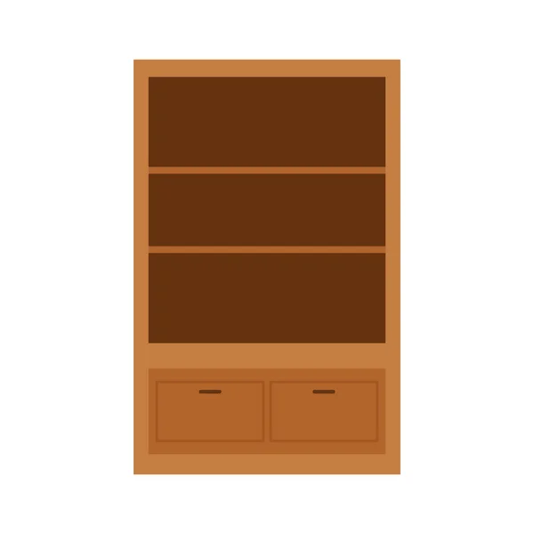 Dřevěné Sklo Displej Skladování Kuchyň Skříň Skříň Zásuvkami Izolované Bílém — Stockový vektor