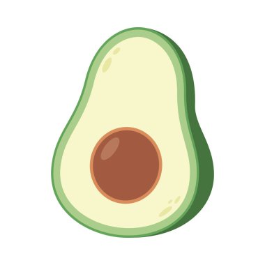 Beyaz arka planda avokado. Avokado simgesi veya logo vektörü.