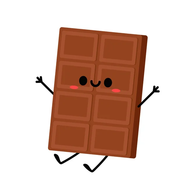 Carino Divertente Personaggio Della Barretta Cioccolato Mascotte Cioccolato Vettore Cardiaco — Vettoriale Stock
