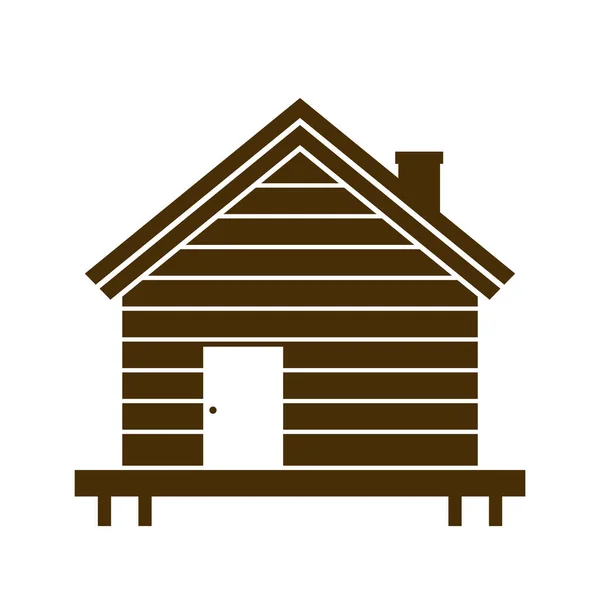 木制房屋图标 木房子隔离病媒图标 白人背景 — 图库矢量图片