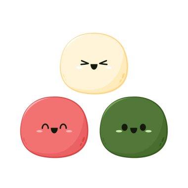 Cute Mochi cartoon vector. Mochi icon vector. Japanese rice dessert.