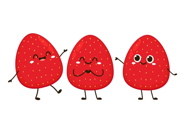 草莓角色的设计 白色背景的草莓 — 图库矢量图片