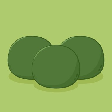 Daifuku vector. Daifuku on green background. Daifuku is Japanese desserts. Matcha Mochi.