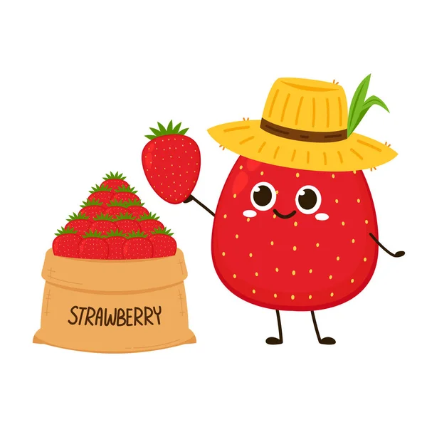 Erdbeer Charakter Design Erdbeere Auf Weißem Hintergrund — Stockvektor